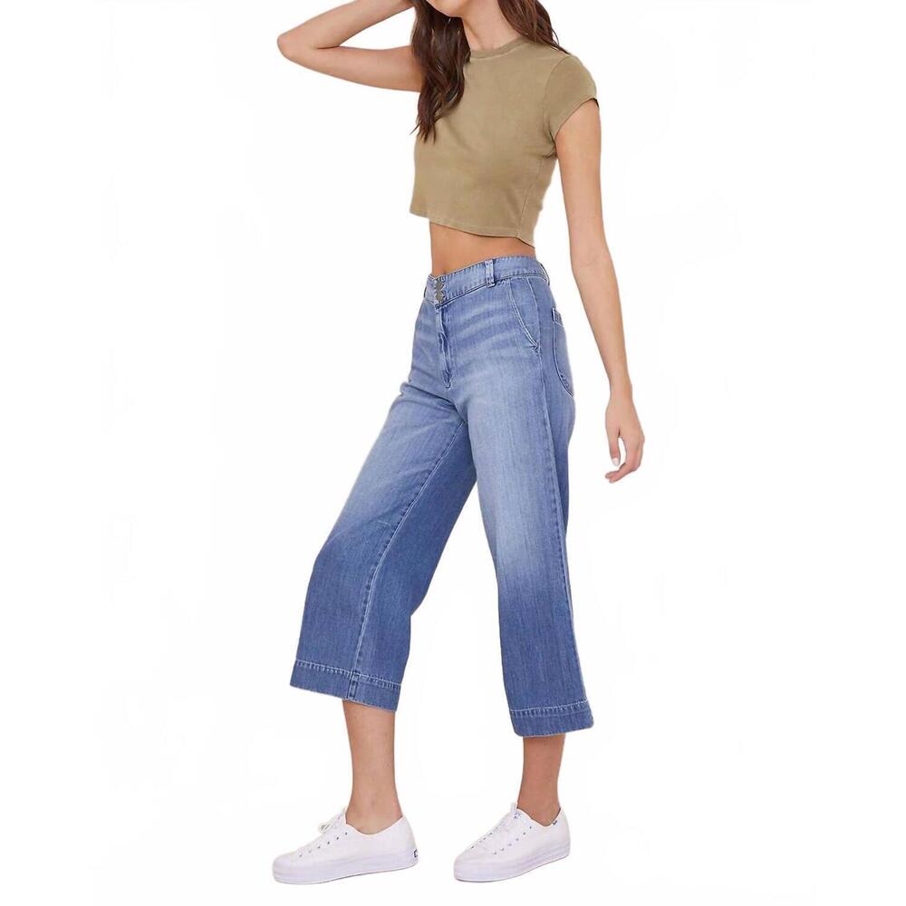 NEW BELLA DAHL saige wide leg crop jeans in salt creek wash - Picture 4 of 5